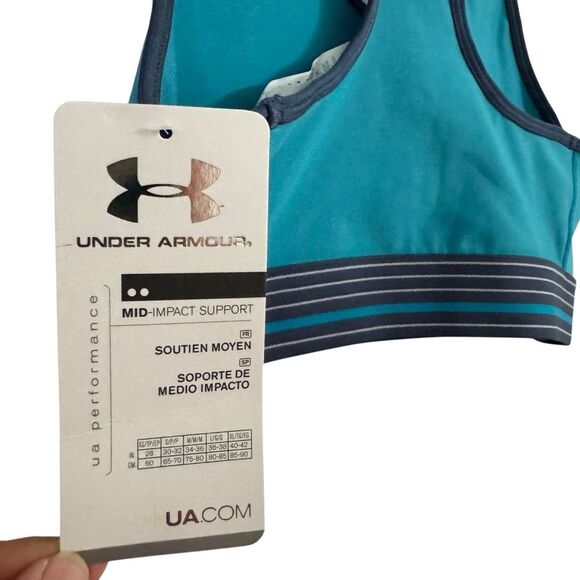 NWT Under Armour Womens SMALL HeatGear Amour Sports Bra, Pacific Blue Teal Color - Picture 8 of 10